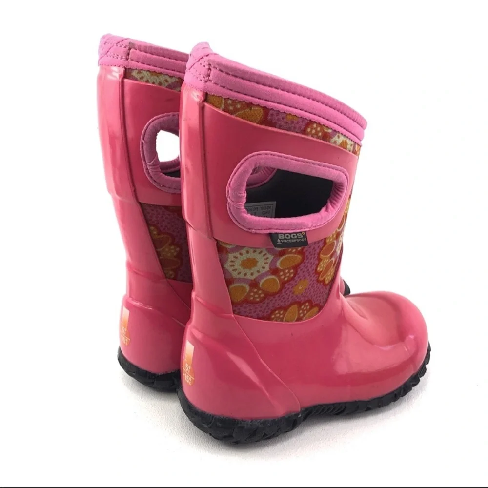 Bogs Girls North Hampton Kaleidoscope Pink Mid-Calf Rubber Rain Boots Kids Sz 1